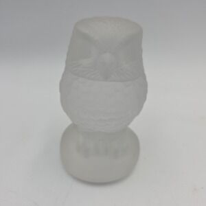 Summit Art Glass frosted clear glass owl figurine paperweight 4"